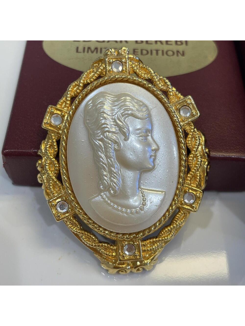 Edgar Berebi Victorian Gold & Pearl Cameo Brooch Pendant Limited Edition